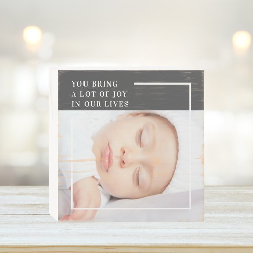 Modern Cute Baby Photo  Beauty Quote Wooden Box Sign