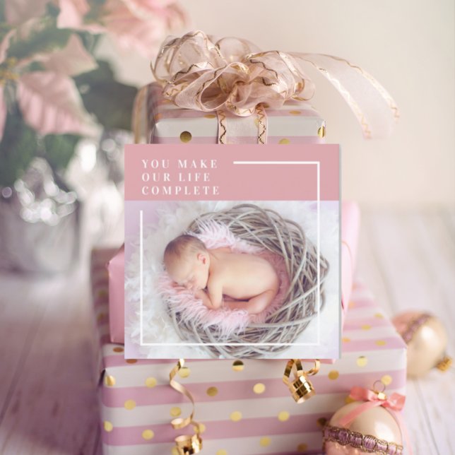 Modern Cute Baby Photo | Pink & White | Quote  (Creator Uploaded)