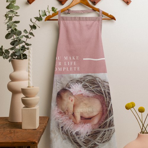 Modern Cute Baby Photo  Pink  White  Quote  Apron