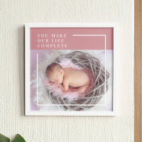 Modern Cute Baby Photo | Pink & White | Quote