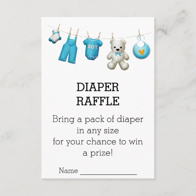 Modern Cute  Baby Shower Diaper Raffle Ticket Enclosure Card (Front)