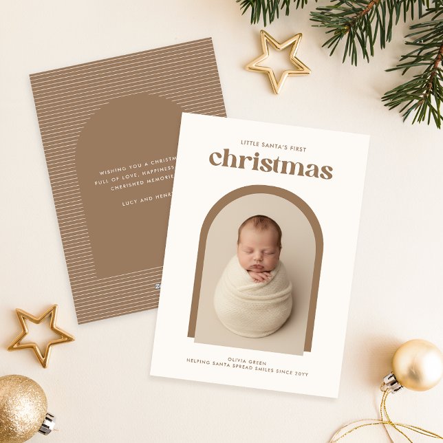 Modern Cute Baby's First Christmas Arch Photo Holiday Card (Creator Uploaded)