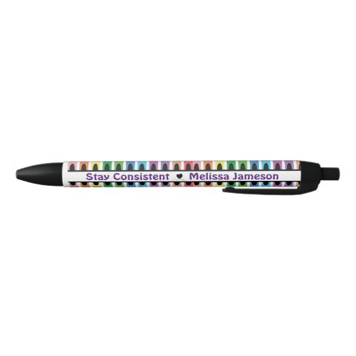 Modern Cute Back to School Name Colorful Crayon Black Ink Pen