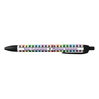 Modern Cute Back to School Name Colorful Crayon Pen