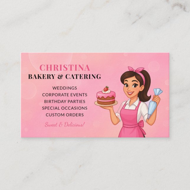 Modern Cute Bakery Business Card (Front)