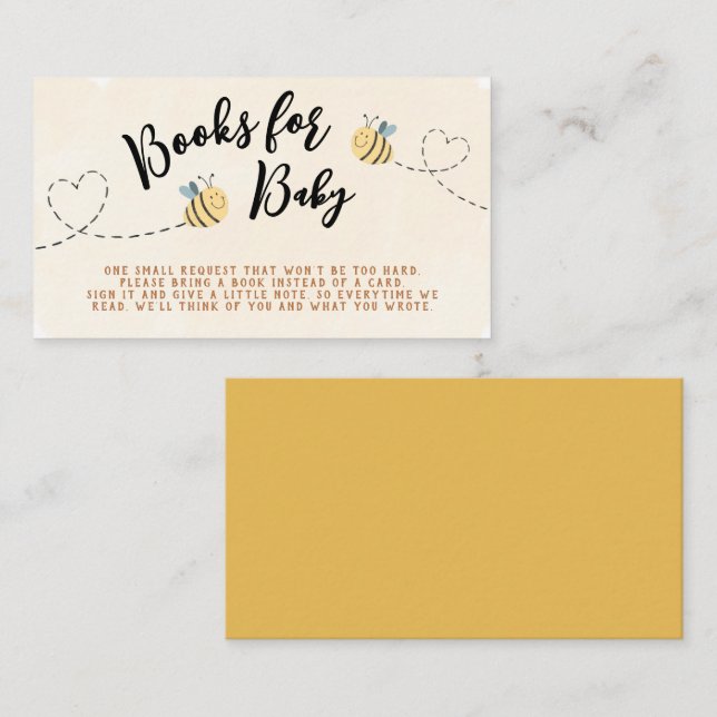 Modern Cute Bee Books for Baby Shower  Enclosure Card (Front/Back)