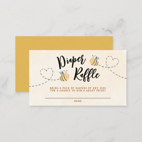 Modern Cute Bee Diaper Raffle Baby Shower Enclosure Card