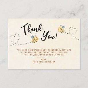 Modern Cute Bee THANK YOU BABY SHOWER Enclosure Card