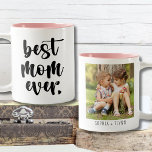 Modern Cute Best Mom Ever Kids Names Photo | Pink Two-Tone Coffee Mug<br><div class="desc">Modern Cute Best Mom Ever Kids Names Photo | Pink Two-Tone Coffee Mug</div>