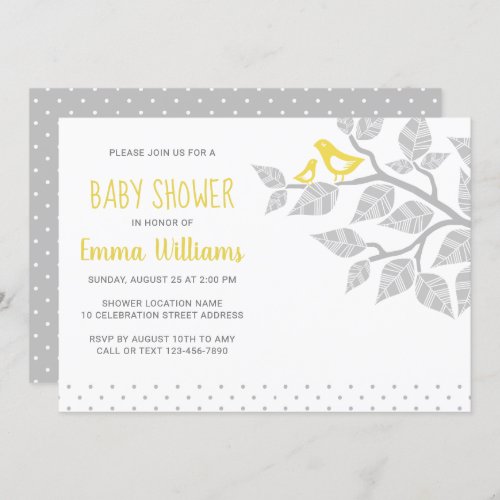 Modern Cute Bird Baby Shower Invitations