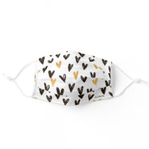 Modern Cute Black and Gold Hearts Pattern Adult Cloth Face Mask Modern Cute Black and Gold Hearts Pattern Adult Cloth Face Mask