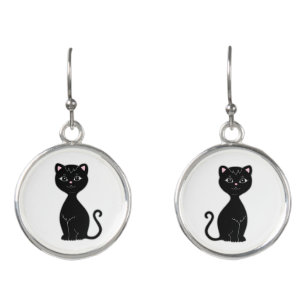 Modern Cute Black Cat Earrings