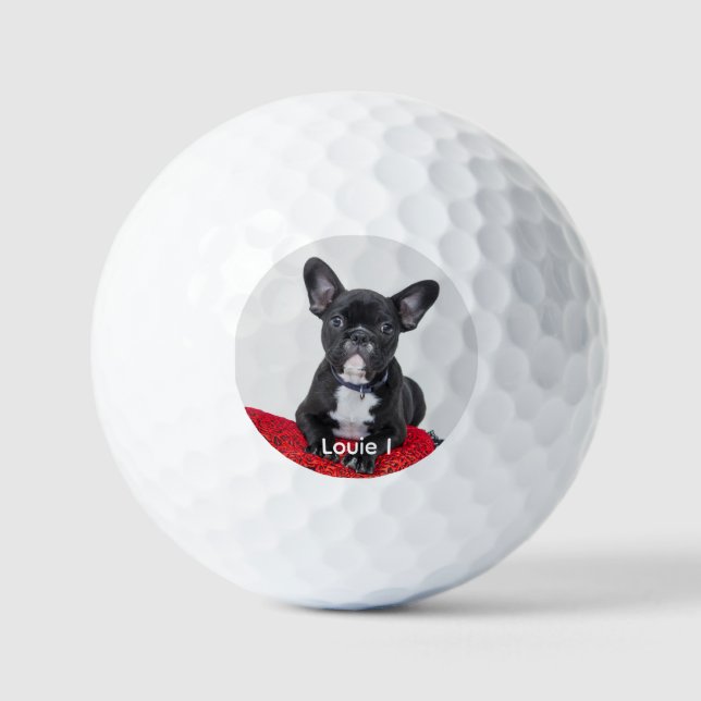 Modern Cute Black French Bulldog Golf Balls (Front)