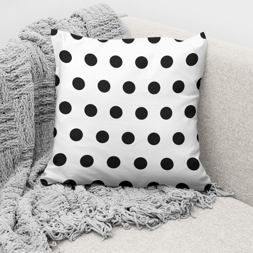 Modern Cute Black  White Polka Dots Pattern Throw Pillow