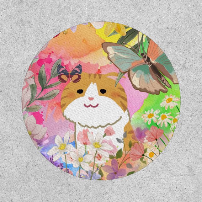 modern cute blossom cat  patch (Front)