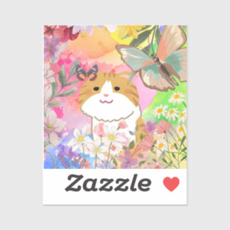 modern cute blossom cat  sticker