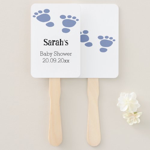 Modern Cute Blue Baby Footprint  Hand Fan