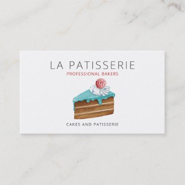 Modern Cute Blue Cake Bakery Pastry Chef Bus Business Card
