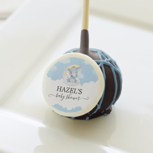 Modern Cute Blue Elephant Boy Baby Shower Cake Pops