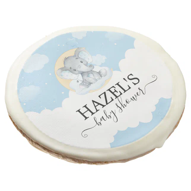 Modern Cute Blue Elephant Boy Baby Shower Sugar Cookie Zazzle