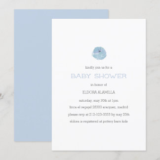 Modern cute blue gender neutral baby shower invitation