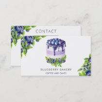 Modern Cute Blueberry Cake Bakery Pastry Chef Business Card