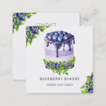 Modern Cute Blueberry Cake Bakery Pastry Chef Square Business Card