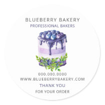 Modern Cute Blueberry Cake Pastry Bakery Box Seals