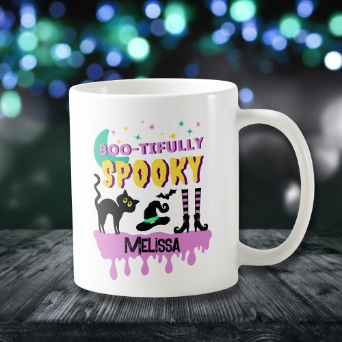 Modern Cute Boo_tifully Spooky  Coffee Mug