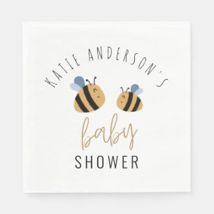 Modern Cute Bumblebee Baby Shower Party Napkins