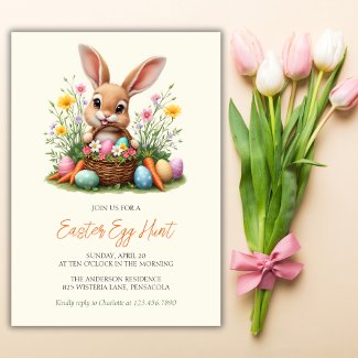 Modern Cute Bunny Rabbit Easter Egg Hunt