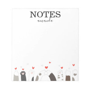Modern Cute Cat Kitten Calligraphy Script Notepad