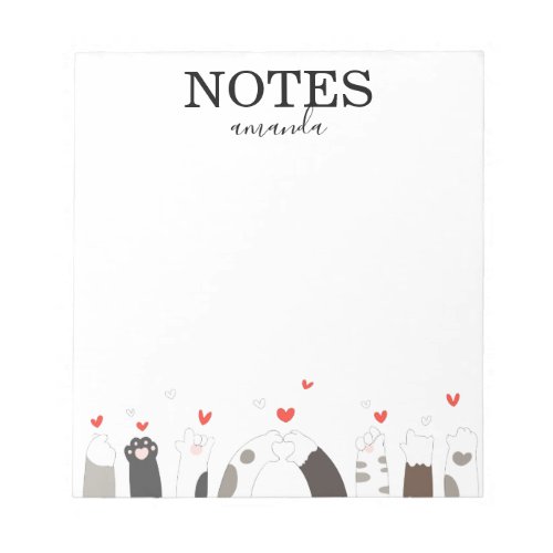 Modern Cute Cat Kitten Calligraphy Script Notepad