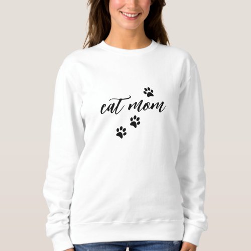 Modern Cute Cat Mom Kitty Paw Print Cat Lover Gift Sweatshirt