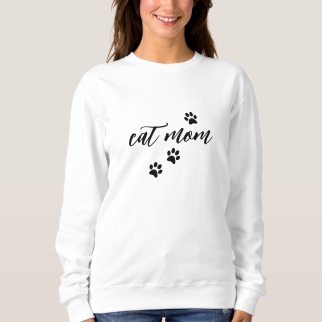 Modern Cute Cat Mom Kitty Paw Print Cat Lover Gift Sweatshirt (Front)