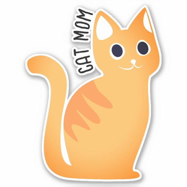 Modern Cute Cat Mom | Lovely Orange Tabby Kitten Sticker (Front)