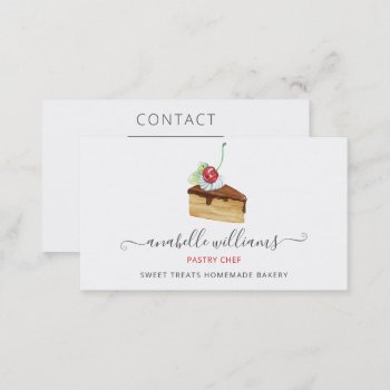 Modern Cute Chocolate Cake Bakery Pastry Chef Business Card by MG_BusinessCards at Zazzle