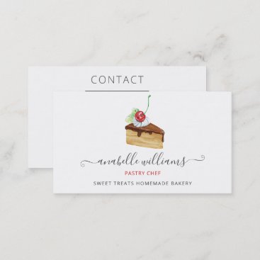 Modern Cute Chocolate Cake Bakery Pastry Chef Business Card