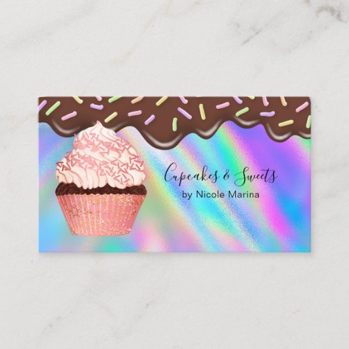 Modern Cute Chocolate Cupcake Sweets Bakery Business Card