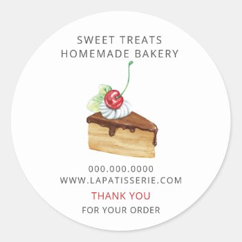 Modern Cute Chocolate Pastry Bakery Box Seals by MG_BusinessCards at Zazzle