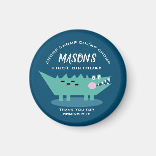 Modern Cute Chomping Alligator Safari Birthday Magnet