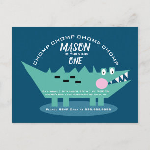 Modern Cute Chomping Alligator Safari Birthday Postcard