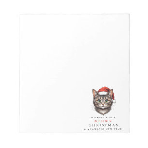 Modern Cute Christmas Cat with Santa Hat Notepad