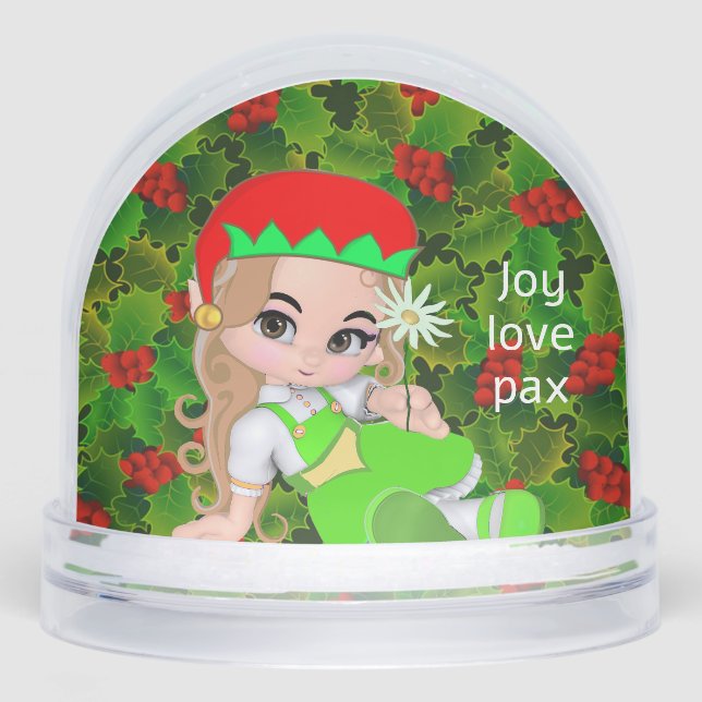 Modern Cute Christmas Elf Fairy  Snow Globe (Front)