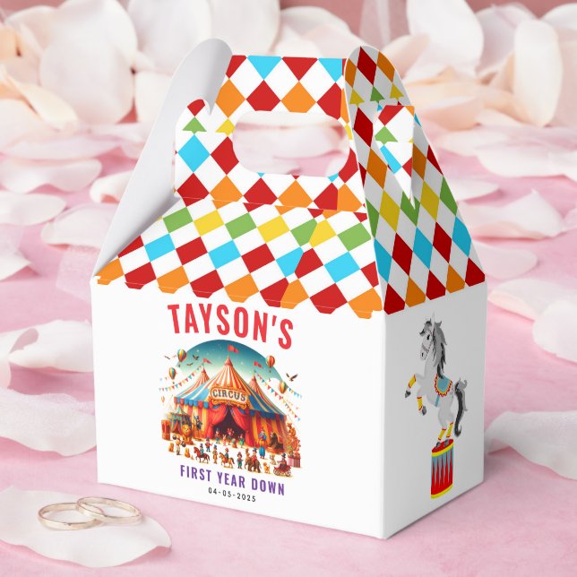 Modern Cute Circus Carnival 1st Birthday Favor Boxes (Wedding)