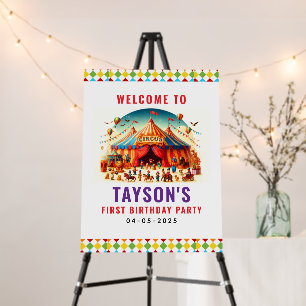 Modern Cute Circus Carnival 1st Birthday  Foam Board