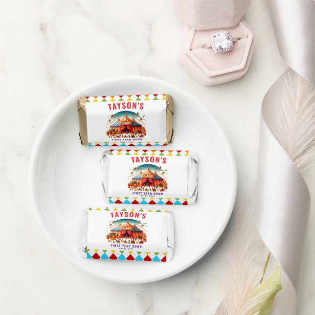 Modern Cute Circus Carnival 1st Birthday Hershey's Miniatures (Wedding)