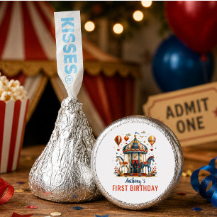Modern Cute Circus Carnival Festival 1st Birthday Hershey®'s Kisses®