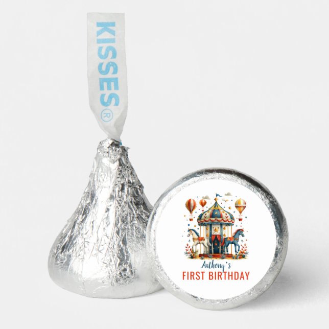 Modern Cute Circus Carnival Festival 1st Birthday  Hershey®'s Kisses® (Front)