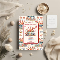 Modern Cute Circus Carnival Festival 1st Birthday